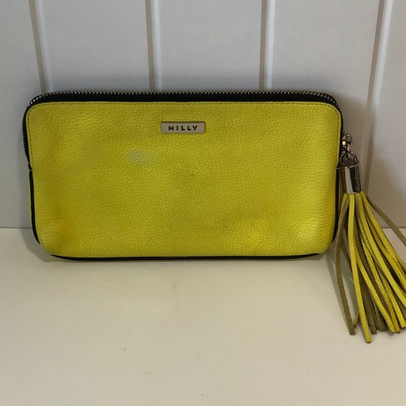 Milly Bright Yellow Leather Clutch - Picture 1 of 6